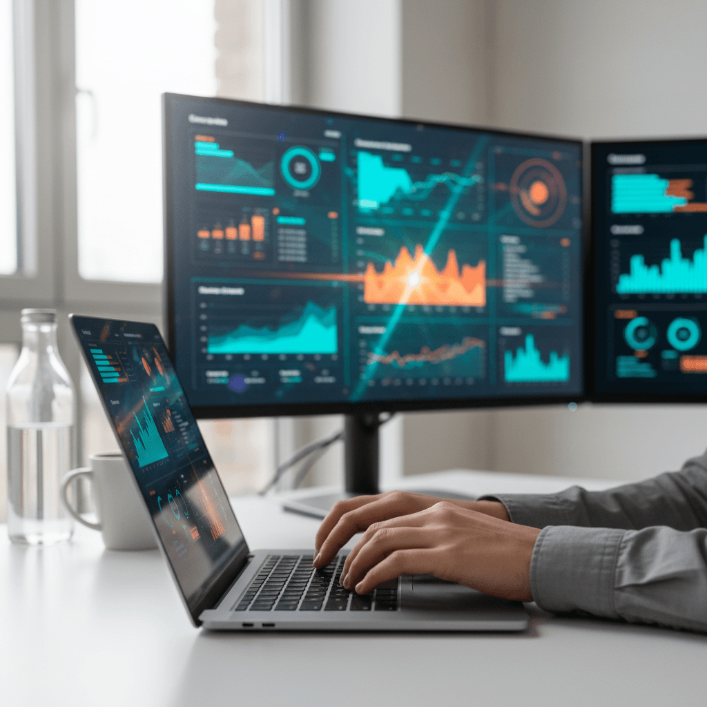 AI automation dashboard on computer screen