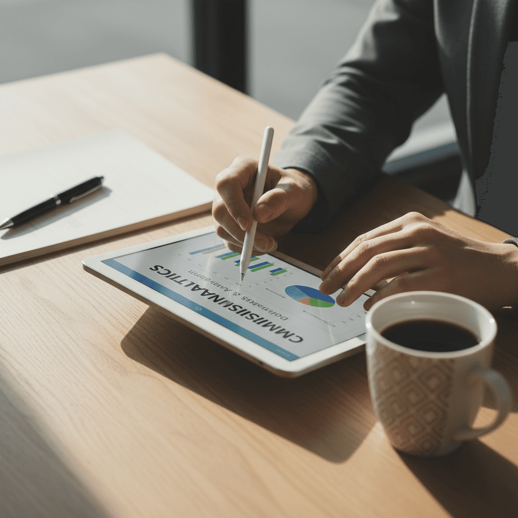 Professional reviewing automation workflow on tablet